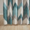 VYNXARIA Abstract chevron printed design,Cotton Printed Shower Curtain,Aqua - 3 of 4