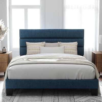 Queen Size, Platform Bed Frame with Fabric Upholstered and Wooden Slats Support, /No Box Spring Needed