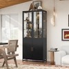 LED Display Cabinet with Glass Doors, Steel Curio Cabinet Storage Cabinet Accent Cabinet Pantry Organizer Cupboard, Black/Dark Blue-ModernLuxe - 3 of 4