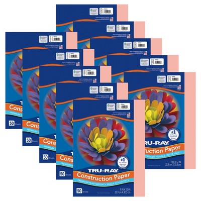 Tru-Ray® Construction Paper, Salmon, 9" x 12", 50 Sheets Per Pack, 10 Packs