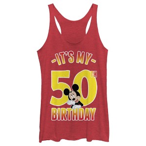 Women's Mickey & Friends It's My 50th Birthday Racerback Tank Top - 1 of 4