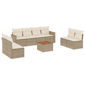 vidaXL Garden Sofa Set Beige PE rattan Large Modular Garden Sofa Set - 1 of 4