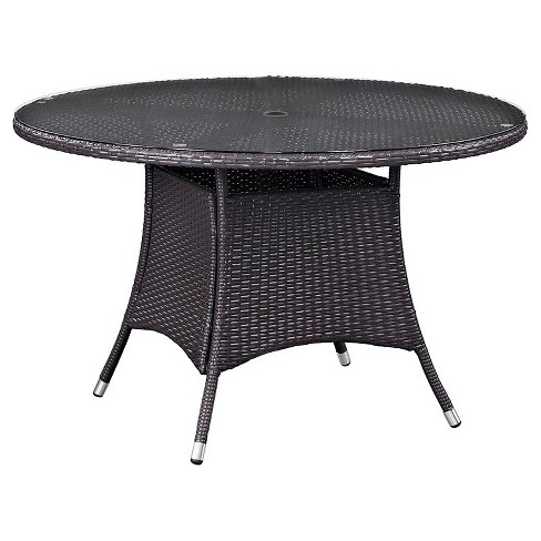 Convene 47 Round Outdoor Patio Dining, Round Wicker Dining Table Outdoor