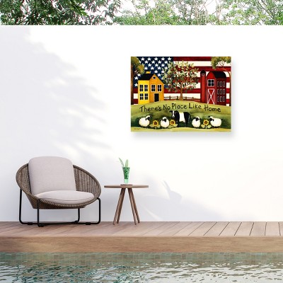Trademark Fine Art -"Yellow Red Homes" Outdoor Canvas
