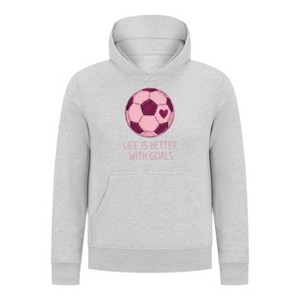 Everyday Kids Sports Collection Life-Is-Better-With-Goals Soccer Girls Pullover Hoodie – Pink Heart Ball Graphic Sweatshirt - 1 of 4