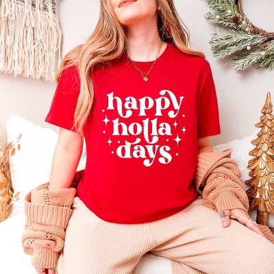 Simply Sage Market Whimsical Happy Holla Days Short Sleeve Tee - XS - Red