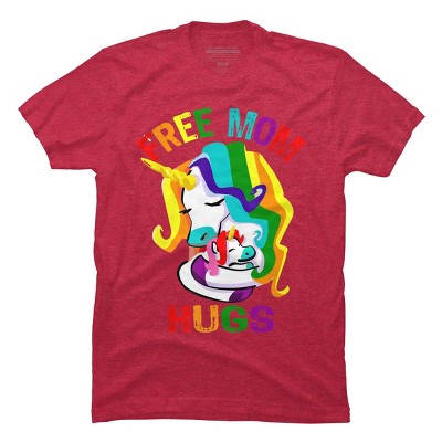 Adult Design By Humans Free Mom Hugs Unicorn Pride By Avocato T-Shirt