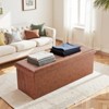 Vynxaria Elegant Foldable Storage Ottoman Bench, 43in, Synthetic Leather, Thicker Foam Seat, Brown - 2 of 4