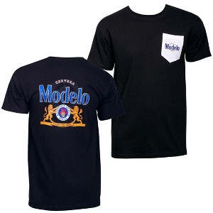 Mens Modelo Cerveza Front and Back Print Pocket T-Shirt - 1 of 4