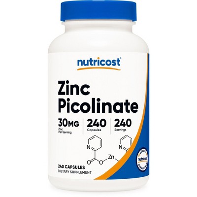 Nutricost Zinc Picolinate (30mg) 240 Capsules - Gluten Free and GMO-Free, 240 Servings