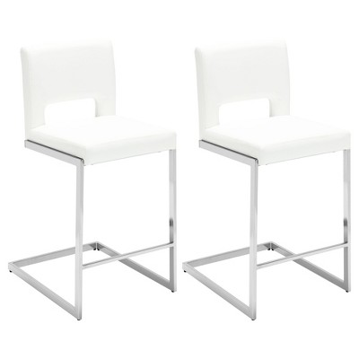 26" Bar Stools - Modern PU Leather/Velvet Barstools with Hollow Back, H Upholstered Armless Kitchen Island Stools with Chrome Metal Frame