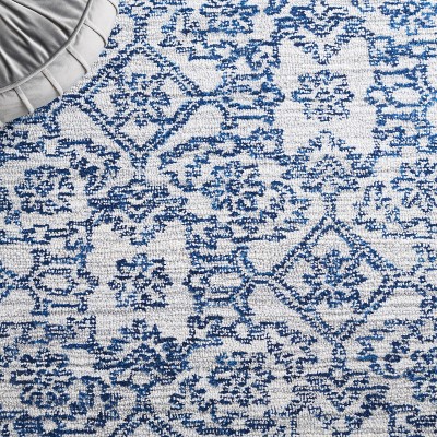 Blue Hand-Tufted Wool 4' x 6' Rectangular Area Rug