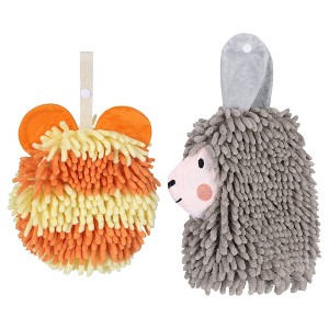 REGALWOVEN Chenille Fuzzy Ball Bathroom Alpaca Fuzzy Soft Absorbent Hanging Towels 7" x 7"/7" x 11" 2 Pcs - 1 of 4