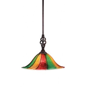 Toltec Lighting Elegante 1 - Light Pendant in  Dark Granite with 14" Mardi Gras Shade - 1 of 1