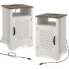 Heynemo Farmhouse Nightstand with Charging Station, Tall Bedside Table with X-Shaped Design, Wooden Rustic End Table - 2 of 4