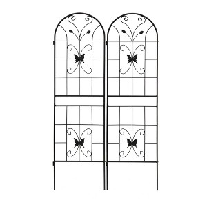 Lirago Blac 2 pieces Weatherproof Multi-functional Outdoor Screen-Laser-Cut Galvanized Steel Panelk 70.86"Hx19.68"Wx0.51"D - 1 of 4