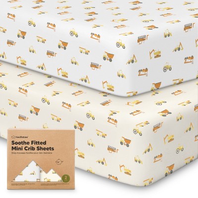 KeaBabies Mini Crib Sheets for Baby Girls, Boys, 2-Pack Soothe Pack and Play Sheets Fitted, Organic Pack N Play Mattress Sheet