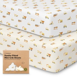 KeaBabies Mini Crib Sheets for Baby Girls, Boys, 2-Pack Soothe Pack and Play Sheets Fitted, Organic Pack N Play Mattress Sheet - 1 of 4