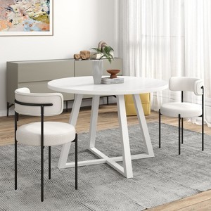 NicBex 3-Piece Dining Table Set Modern Round Kitchen Table with 2 Dining Chairs,Metal Legs & Curved Back - 1 of 4