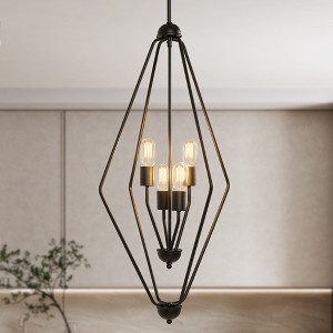 LNC Bohonicist  4-Light 18.1" Modern  Geometric Small Chandelier,Black - 1 of 4
