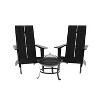 Flash Furniture Set of 2 Black Dual Slat Poly Resin Adirondack Chairs-22" Round Fire Pit - image 3 of 4