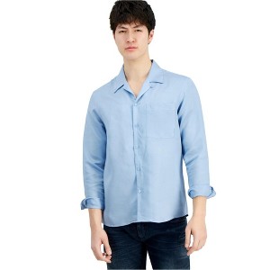 I.N.C International Concepts Mens Linen Button Up Shirt, Blue, Medium - 1 of 1