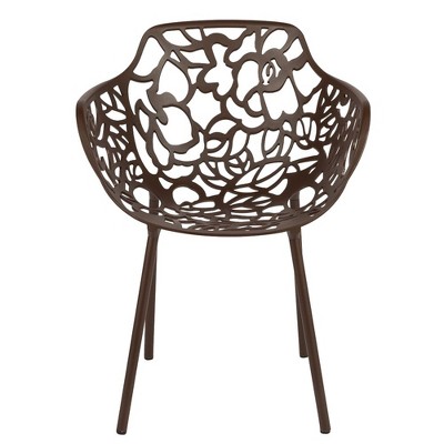 Devon Brown Aluminum Cut-Out Outdoor Dining Chair