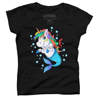 Girl's Design By Humans Unicorn Mermaid By ZeusSE T-Shirt