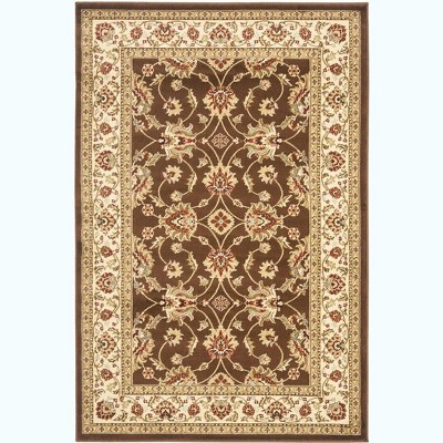 Brown and Ivory 4' x 6' Hand-Knotted Synthetic Area Rug