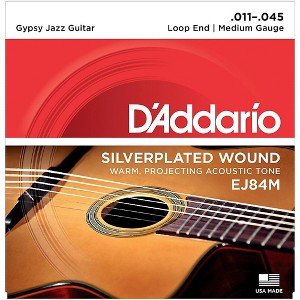 D'Addario EJ84M Gypsy Jazz Silver Wound Loop End Medium Guitar Strings - 1 of 4