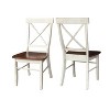 3pc 30" Dining Set Round Pedestal Dining Table Wood/Antiqued Almond & Espresso - International Concepts - 4 of 4