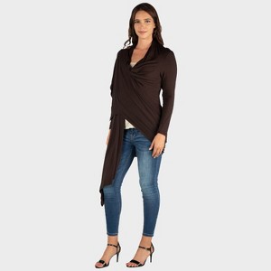 24seven Comfort Apparel Maternity Elegant Long Sleeve Asymmetrical Hem Jacket - 1 of 3