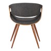 FurniFact,Mid-Century Modern Dining Chair in Walnut Wood and Charcoal Fabric - 2 of 4