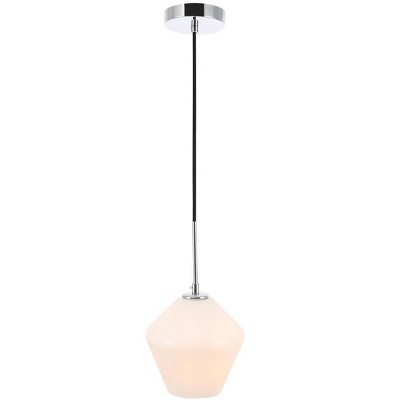 Gene Chrome and Frosted White Glass Pendant Light