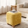 Bekrvio Cube Pouf Ottoman with Wood Legs, Chenille Vanity Stool & Square Footrest,Upholstered Ottoman for Living Room/Bedroom,500 lbs Capacity - 2 of 4