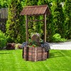 Costway Outdoor Wooden Wishing Well Bucket Flower Plants Planter Patio Garden Home Decor - 3 of 4