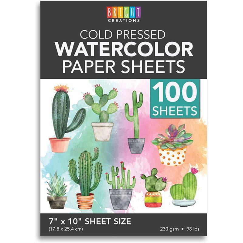 Bright Creations 100 Sheets Cold Press Watercolor Paper - Bulk Cotton Watercolor Paper for Novice and Advanced Artists (7x10 in), 1 of 5
