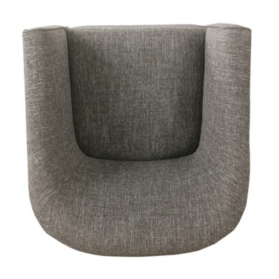 Gray Faux Leather Barrel Accent Chair with Wood Legs