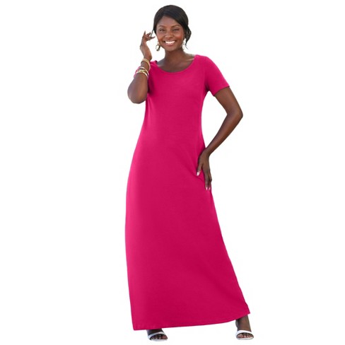 Jessica London Women's Plus Size T-shirt Maxi Dress, 36 - Cherry