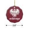 University of Chicago Primary Logo Porcelain Scalloped Holiday Christmas Tree Ornament - 3 of 4