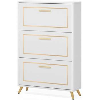 Tribesigns Shoe Storage Cabinet with 3 Flip Drawers, Freestanding Shoe Organizer for Entryway, Narrow Shoe Rack Cabinets