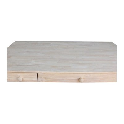 Natural Wood Rectangular Desk with Flip Down Drawer