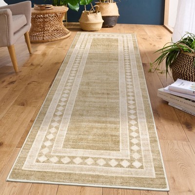Machine Washable Runner Rugs 2x6 Modern Geometric Hallway Rugs with Non-Slip Backing Low Pile Indoor Carpet for Entrance Kitchen Bedroom
