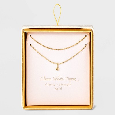 14K Gold Dipped Genuine Stone Pendant Necklace - A New Day™