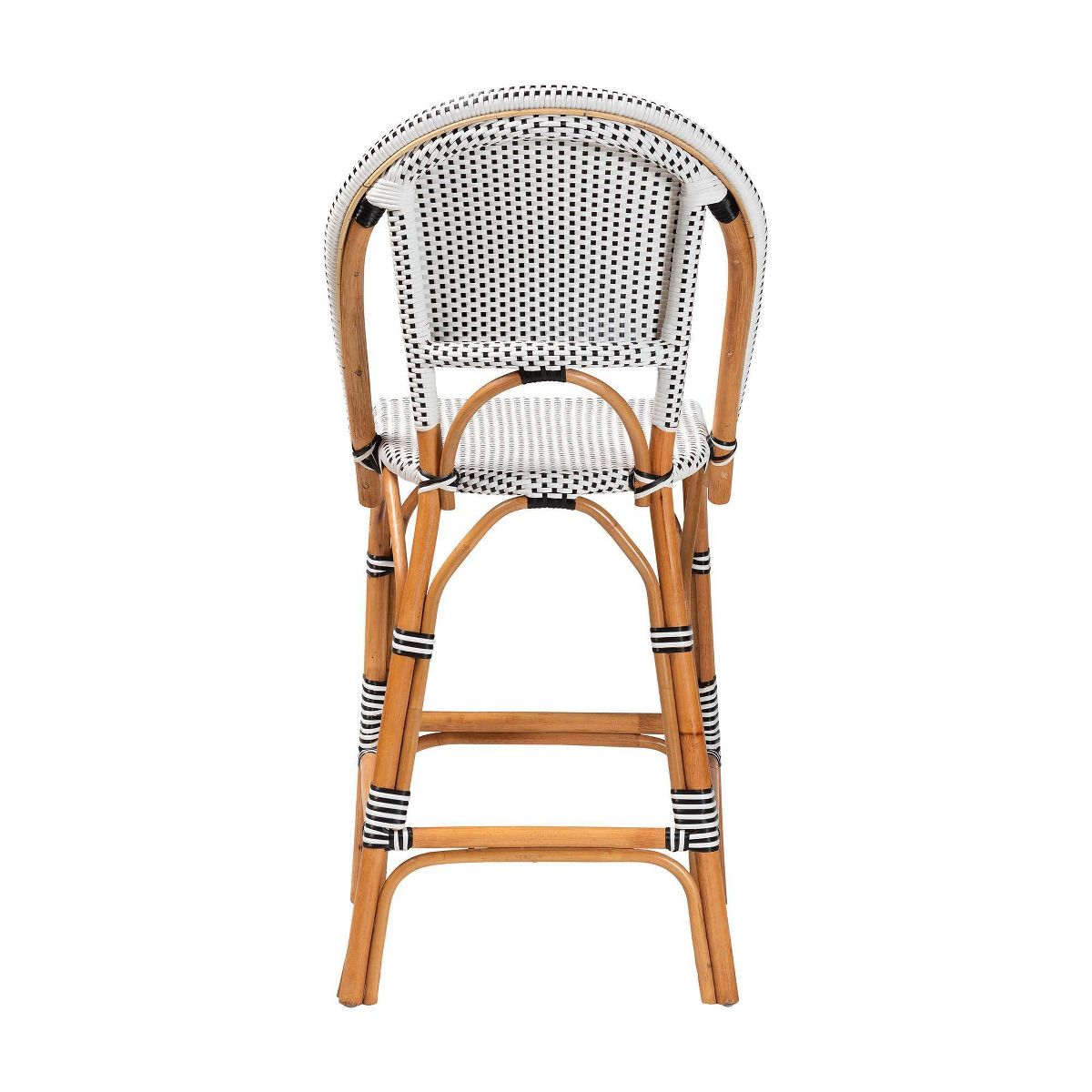 bali & pari Genica Two Tone Weaving and Natural Rattan Bar Stool Black/White - thumbnail 3