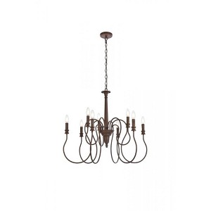 Elegant Lighting Flynx 9 lights pendant in weathered oak - 1 of 4