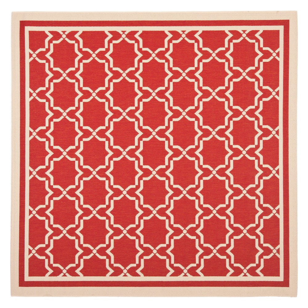 6'7inX6'7in Isla Outdoor Patio Rug Red/Bone - Safavieh