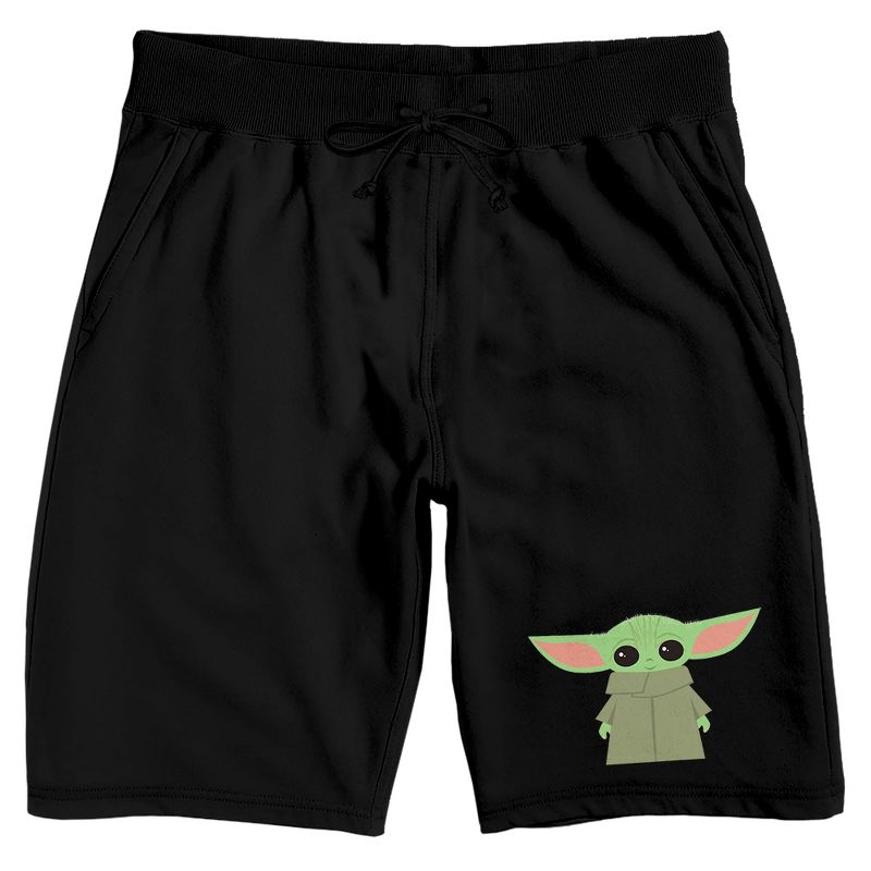 Mens Black Star Wars Mandalorian Baby Yoda Sleep Pajama Shorts, 1 of 2