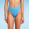 Women's Pucker V-Front High Waist Extra High Leg Cheeky Bikini Bottom -  Wild Fable™ Blue XXS
