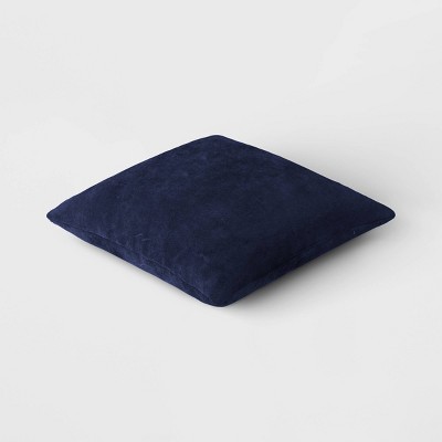 Navy Blue Washed Cotton Velvet Square Throw Pillow